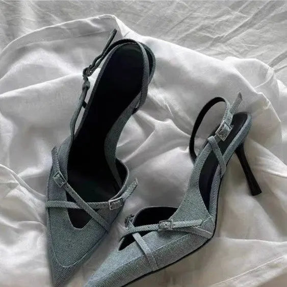 Sandali Slingback in Denim