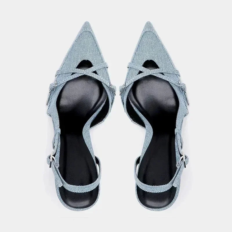 Sandali Slingback in Denim