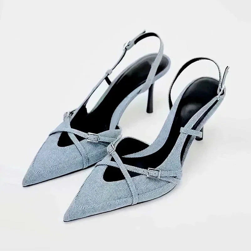 Sandali Slingback in Denim