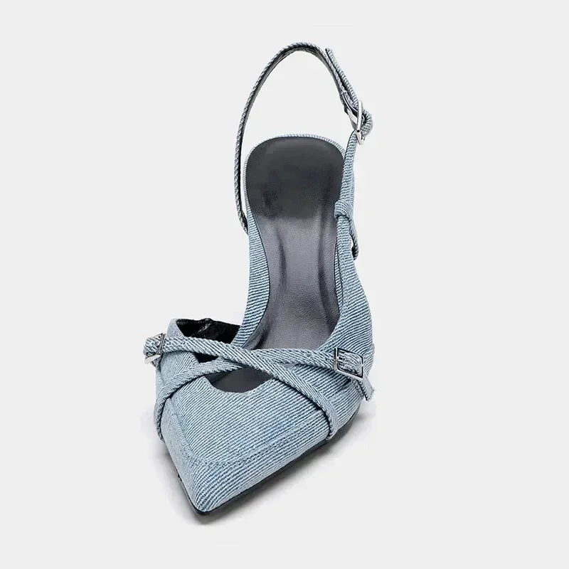 Sandali Slingback in Denim